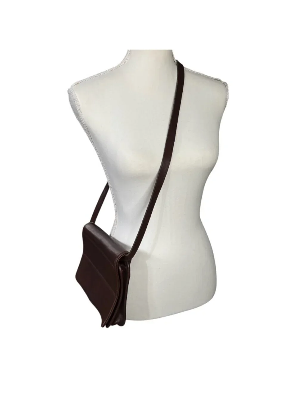 Coach Tribeca 9091 Leather Rectangular Crossbody Bag Chocolate Brown